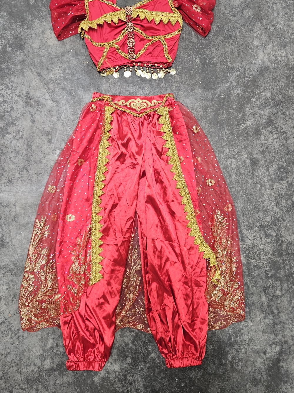 Disney Princess Jasmine Red & Gold Belly Dance Costume
